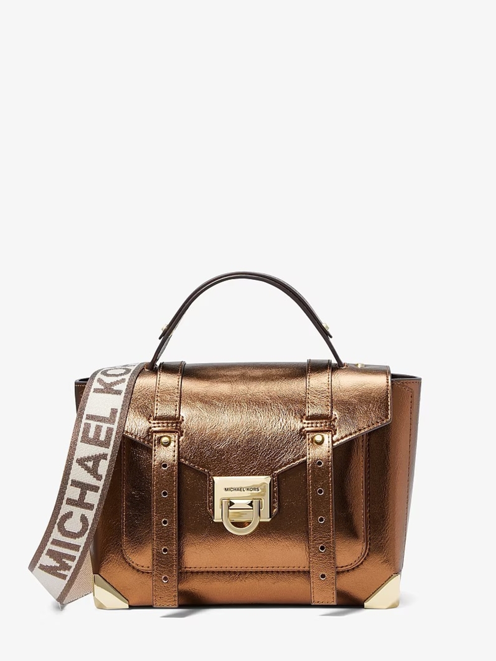 Michael Kors Manhattan Medium Patent Satchel – Metallic Bronze – New/Never Used